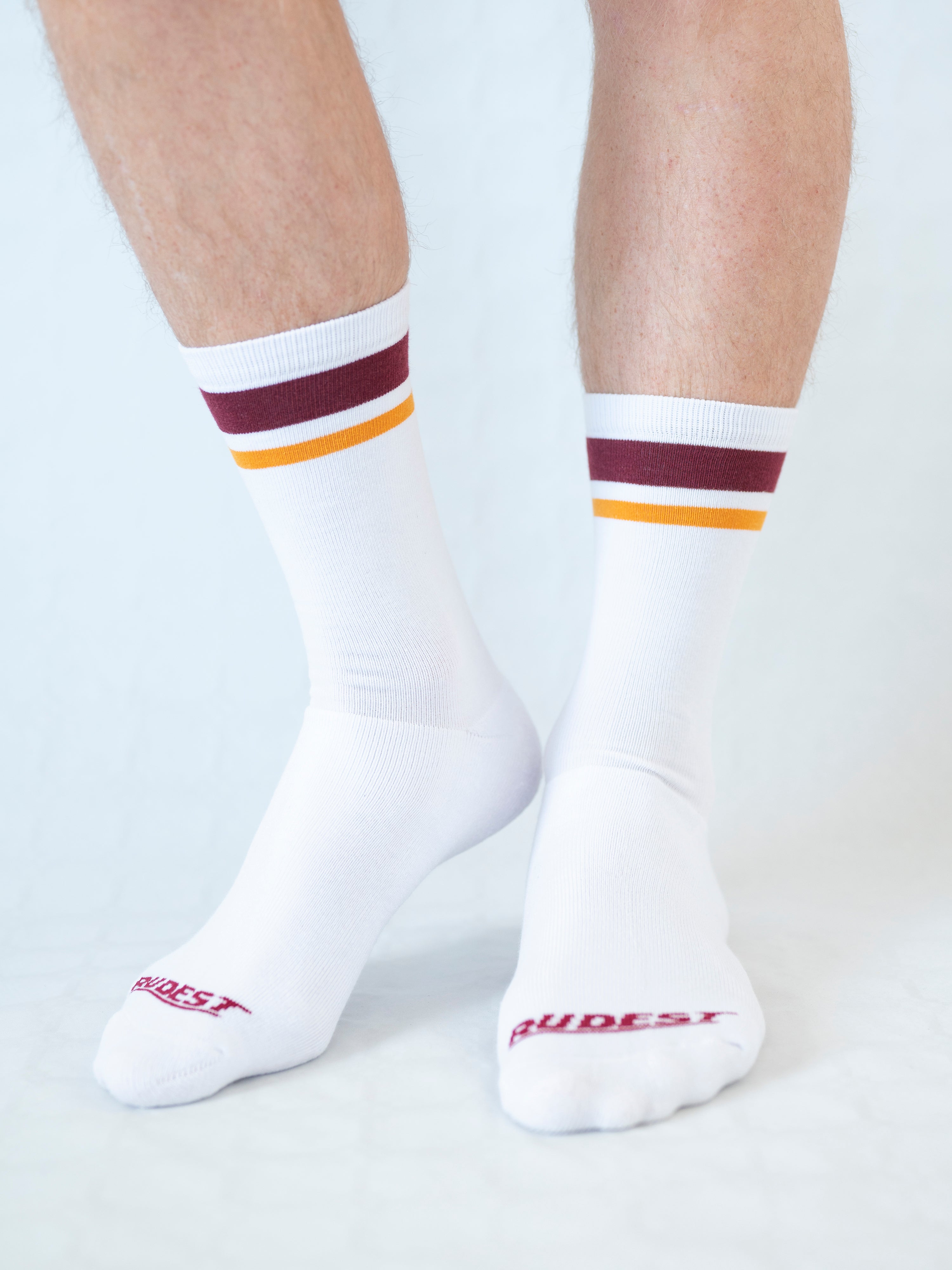 3-Pack Full Terry Retro Socks - Burgundy + Yellow