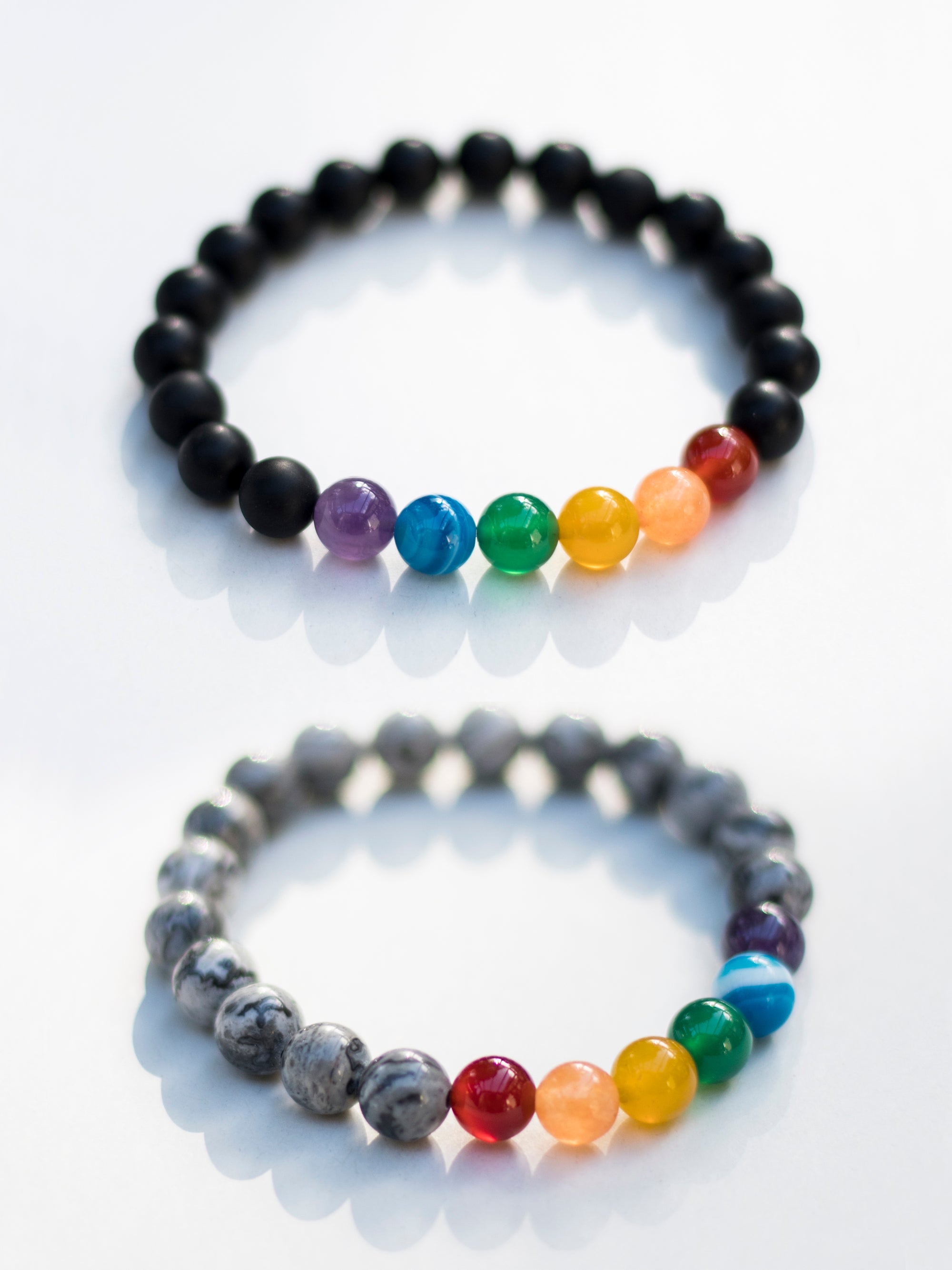 La Pulsera de Piedra Preciosa Real de Rudest - Pack de 2 - Ónix y Jaspe