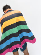 Giant Beach Towel - Spectrum, Charcoal & Blue Stripes