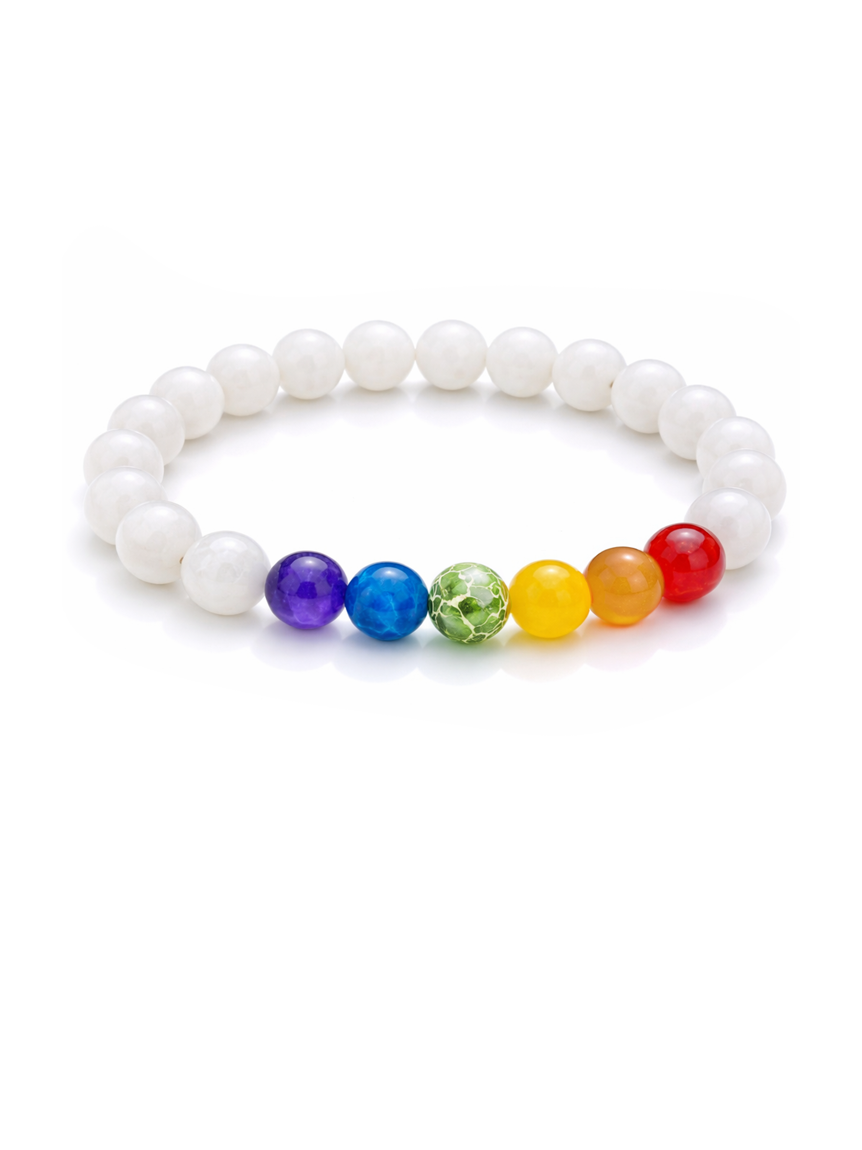 Real Gemstone Spectrum Bracelet - White Marble