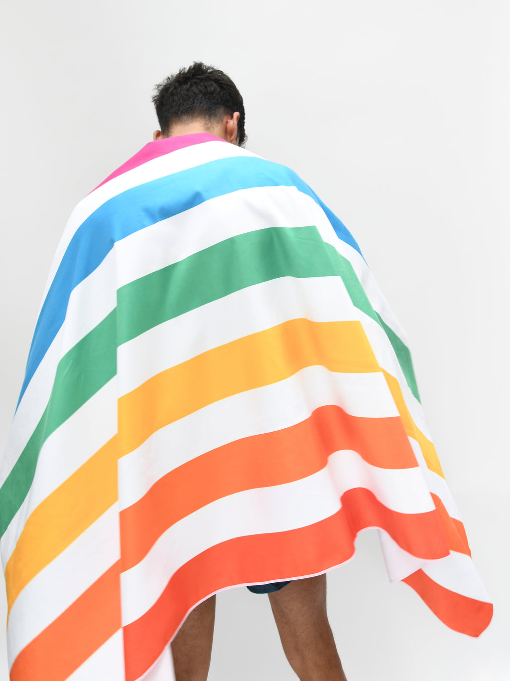 Giant Beach Towel - Spectrum, White & Blue Stripes