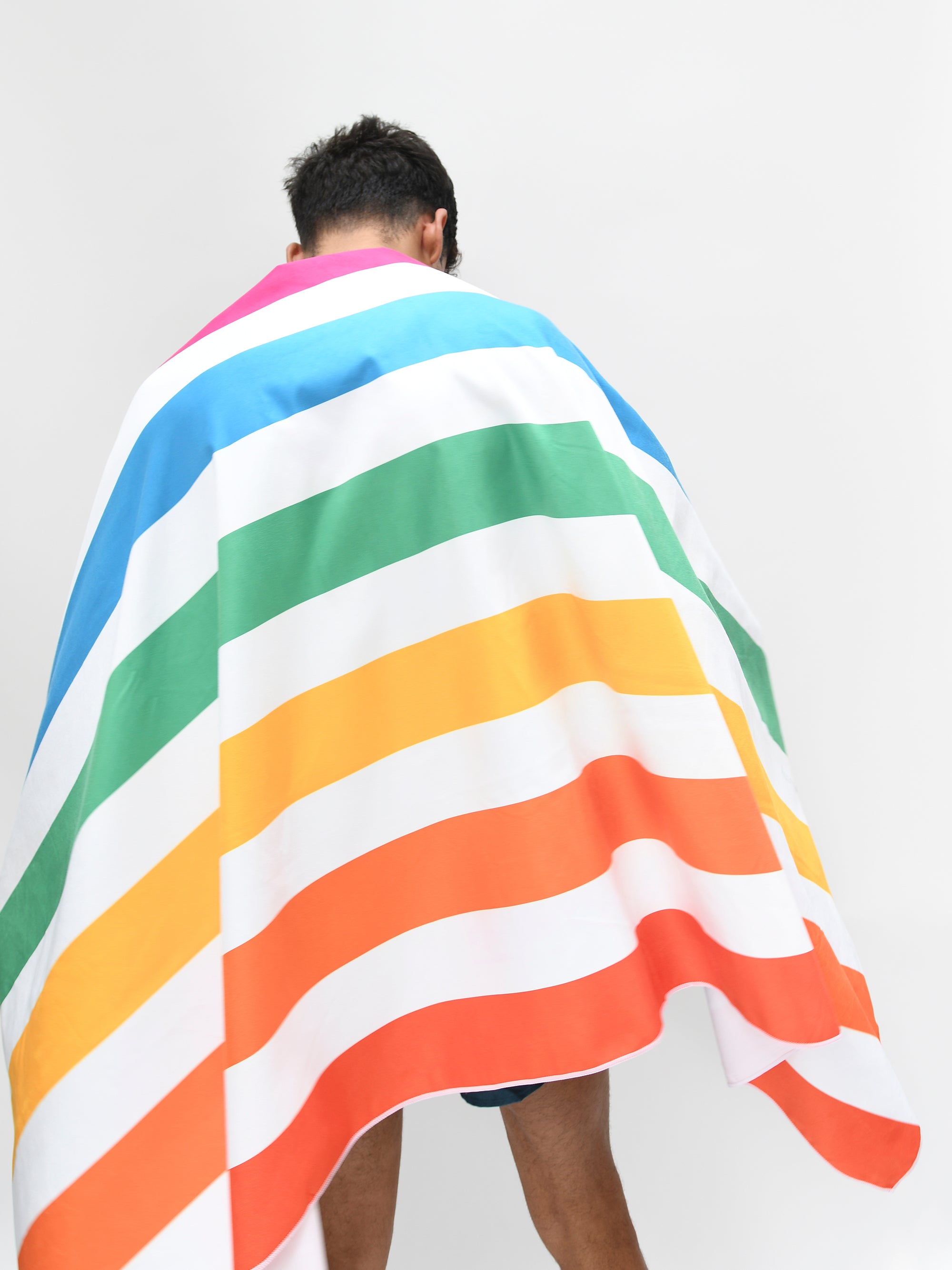 Giant Beach Towel - Spectrum, White & Blue Stripes