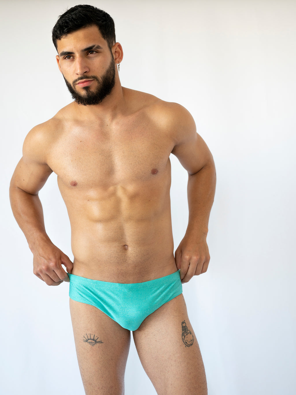 Aqua Sparkle Premium Swim Briefs With Metallic Fiber