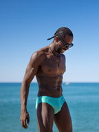 Aqua Sparkle Premium Swim Briefs With Metallic Fiber