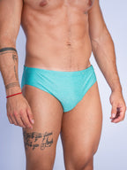 Aqua Sparkle Premium Swim Briefs With Metallic Fiber