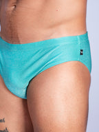 Aqua Sparkle Premium Swim Briefs With Metallic Fiber