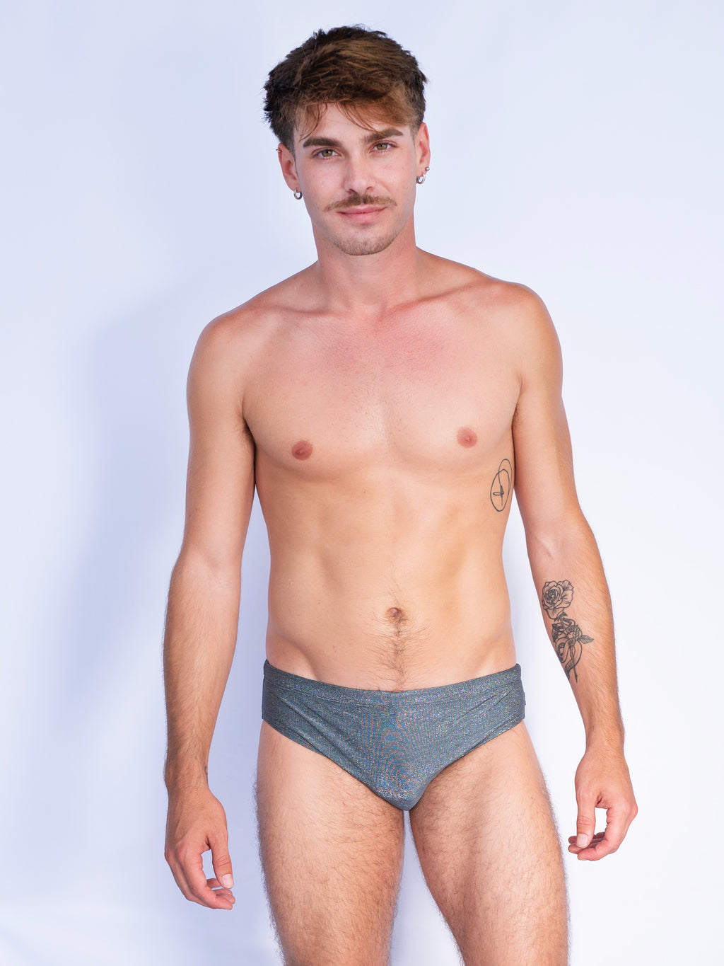 Ash Sparkle Premium Swim Briefs With Metallic Fiber