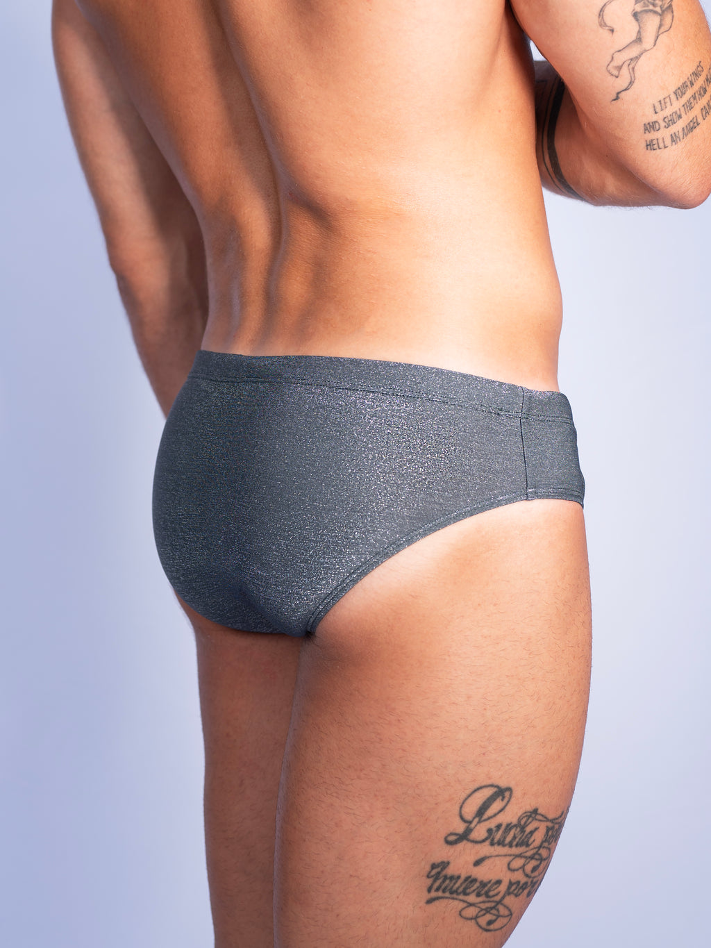 Ash Sparkle Premium Swim Briefs With Metallic Fiber