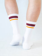 3-Pack Full Terry Retro Socks - Burgundy + Yellow