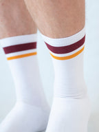 3-Pack Full Terry Retro Socks - Burgundy + Yellow
