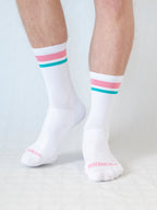 3-Pack Full Terry Retro Socks - Pink + Turquoise