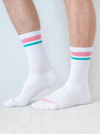 3-Pack Full Terry Retro Socks - Pink + Turquoise