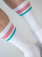 3-Pack Full Terry Retro Socks - Pink + Turquoise