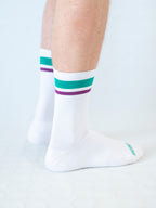 3-Pack Full Terry Retro Socks - Teal + Plum