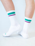 3-Pack Full Terry Retro Socks - Teal + Plum