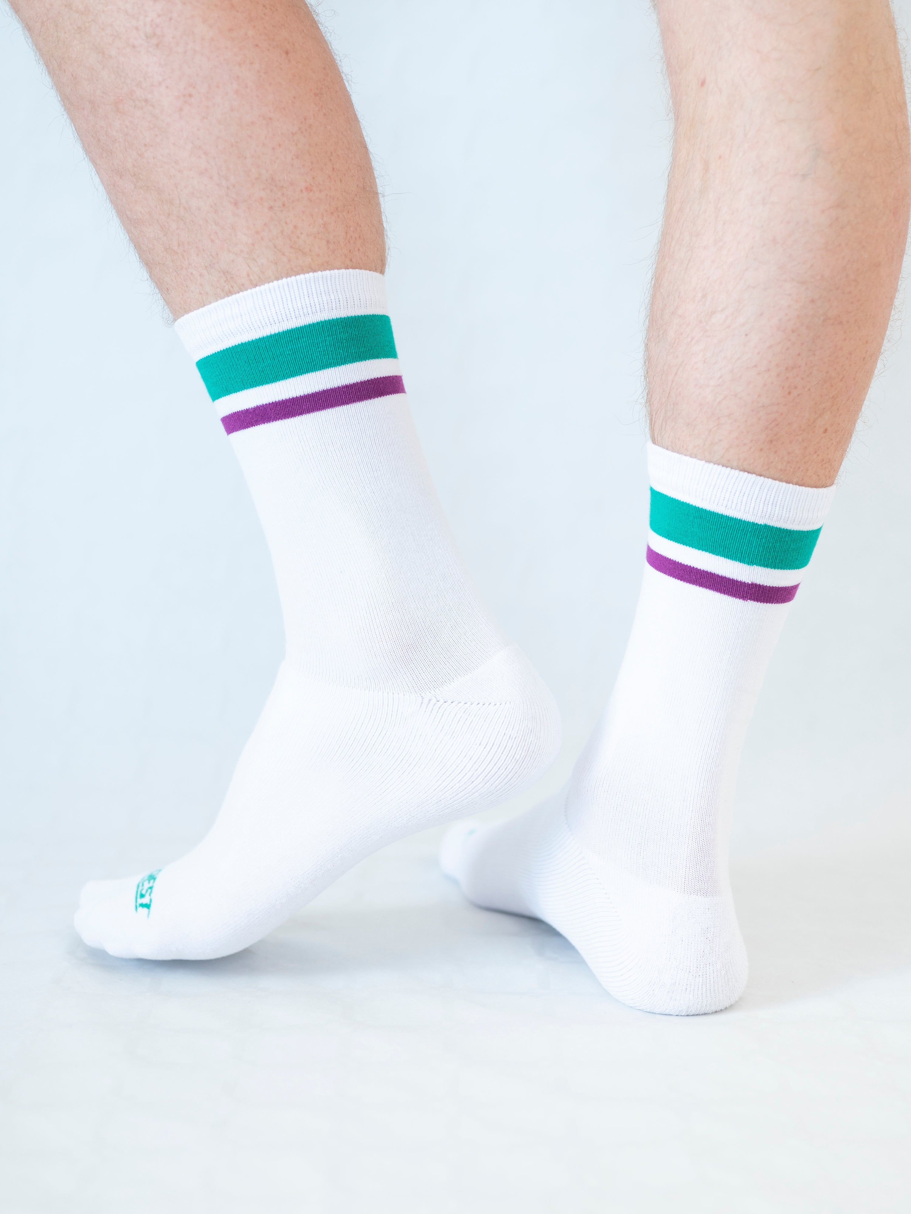 3-Pack Full Terry Retro Socks - Teal + Plum