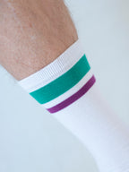 3-Pack Full Terry Retro Socks - Teal + Plum