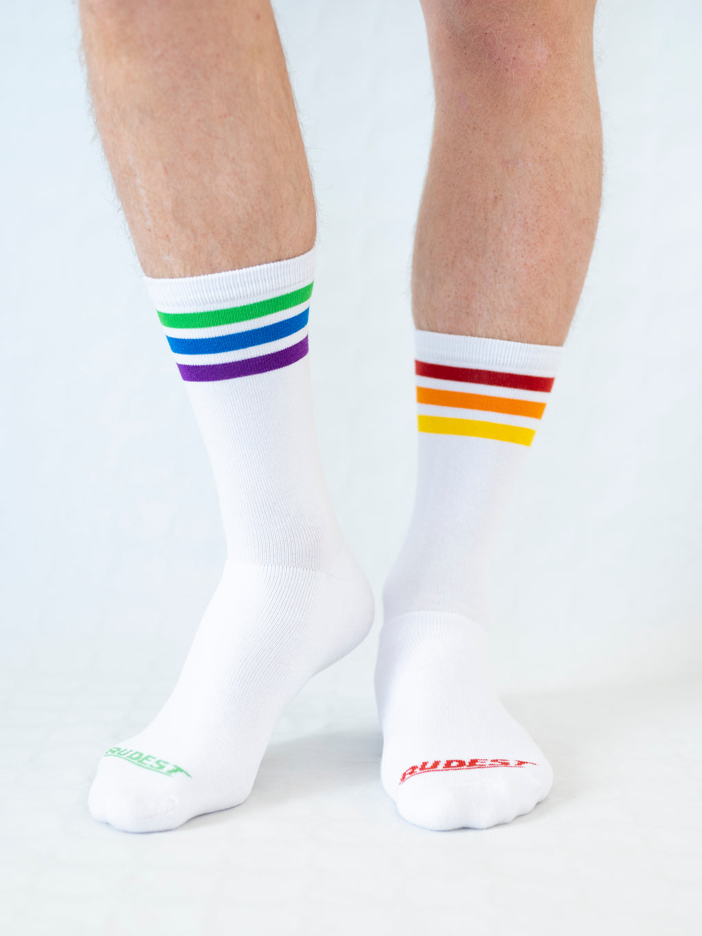 3-Pack Odd Spectrum Stripes Full Terry Premium Socks - White