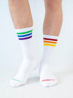 3-Pack Odd Spectrum Stripes Full Terry Premium Socks - White
