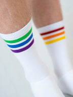 3-Pack Odd Spectrum Stripes Full Terry Premium Socks - White